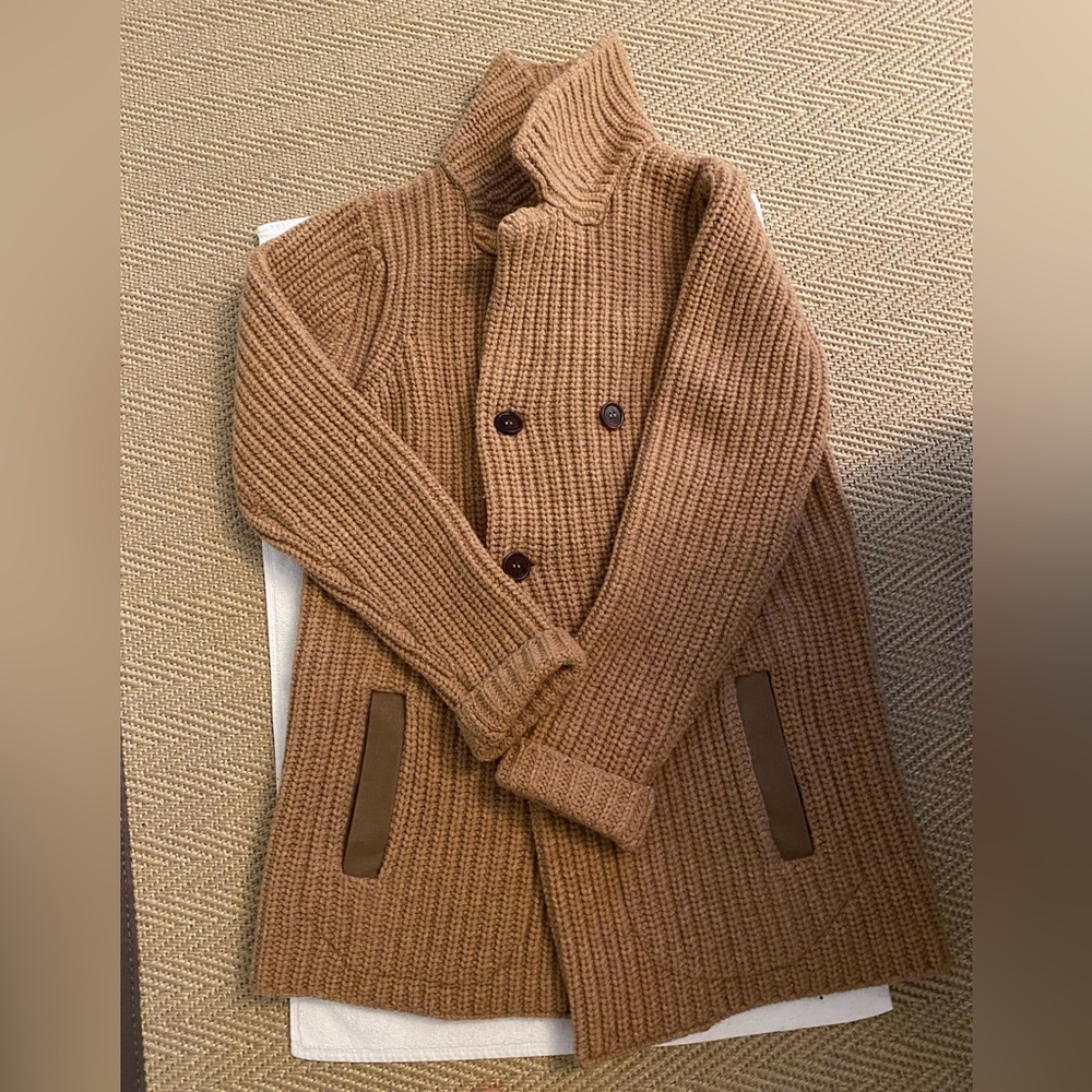Heavy Gauge Wool Beige Sweater Jacket